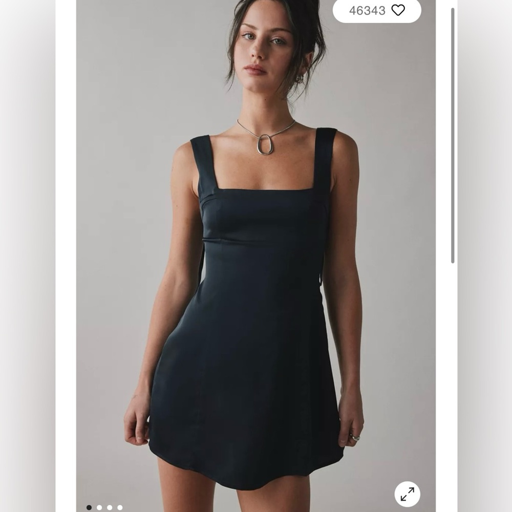 Urban Outfitters Bri Double Bow Satin Mini Dress Medium